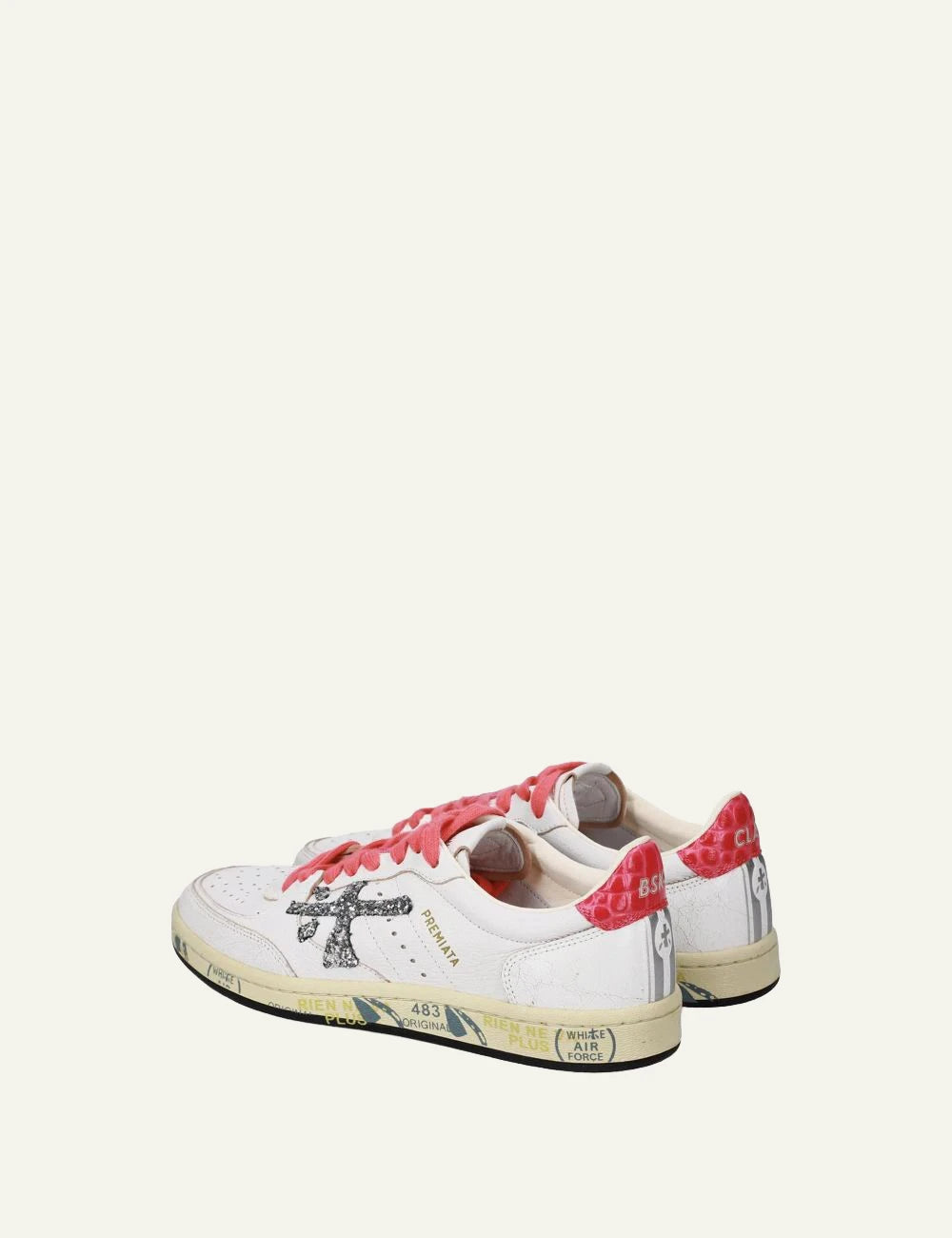 Premiata Istrice sneakers white pink leather glitter logo back