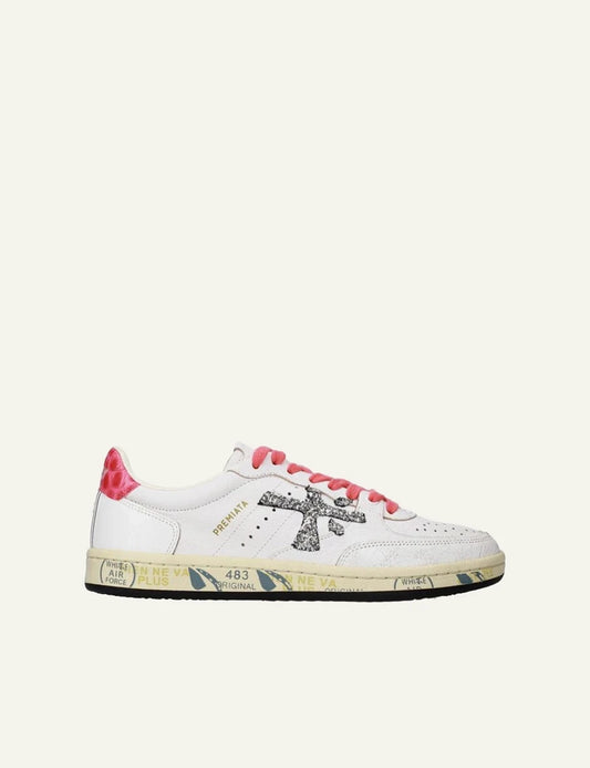 Premiata Istrice sneakers white pink leather glitter logo side