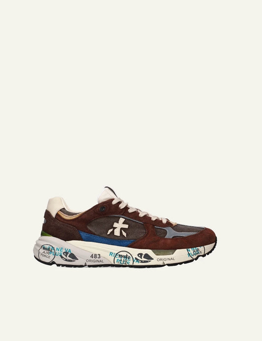 Premiata Mase sneaker brown suede mesh side view