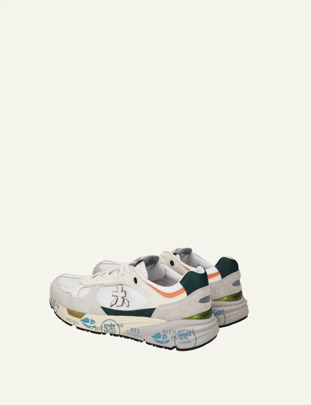 Premiata Mase sneaker white suede mesh back view
