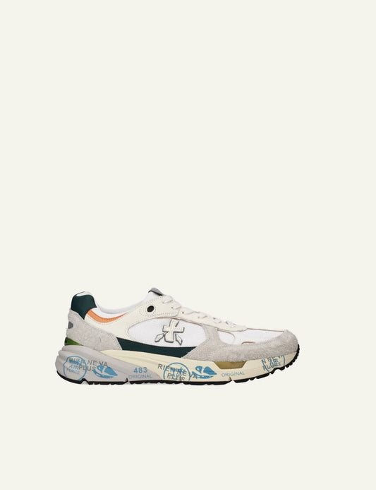 Premiata Mase sneaker white suede mesh side view