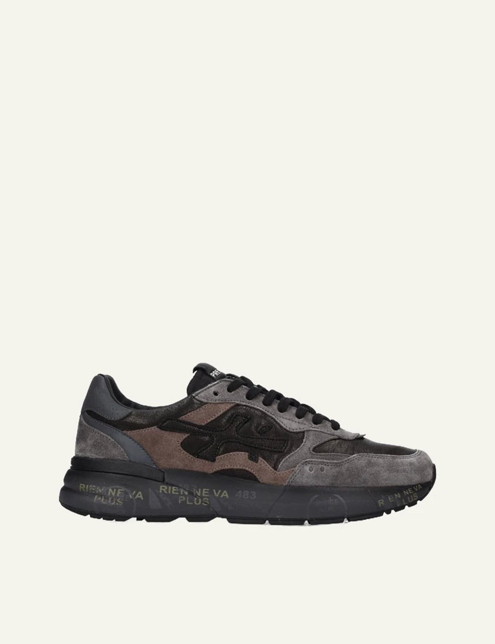 Premiata men's anthracite grey and black suede leather sneakers