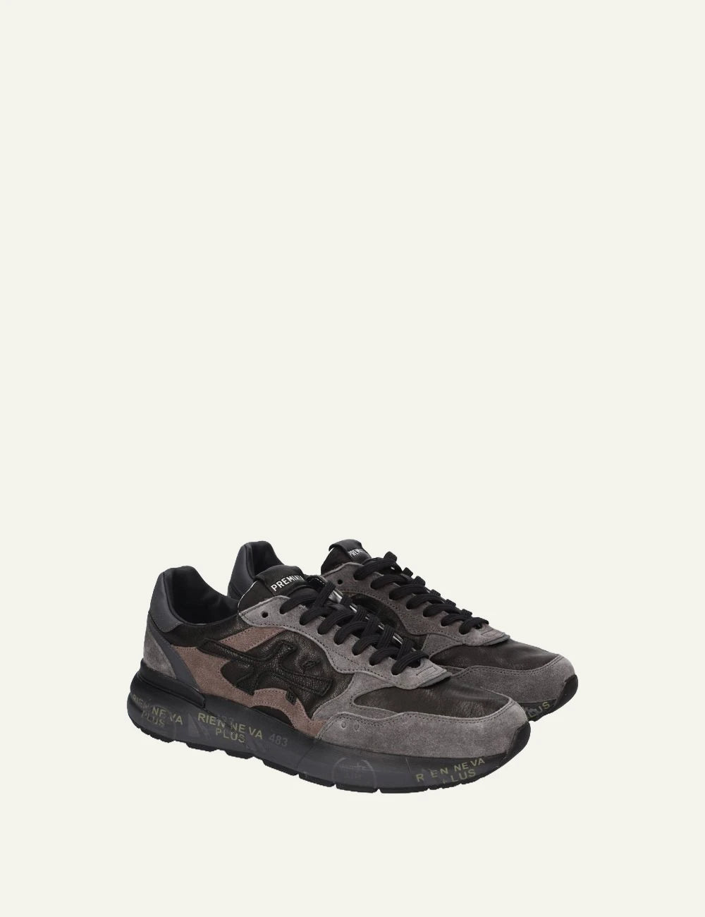 Premiata men's anthracite grey and black suede leather sneakers side
