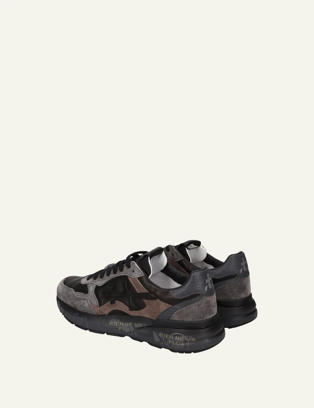 Premiata men's anthracite grey and black suede leather sneakers back