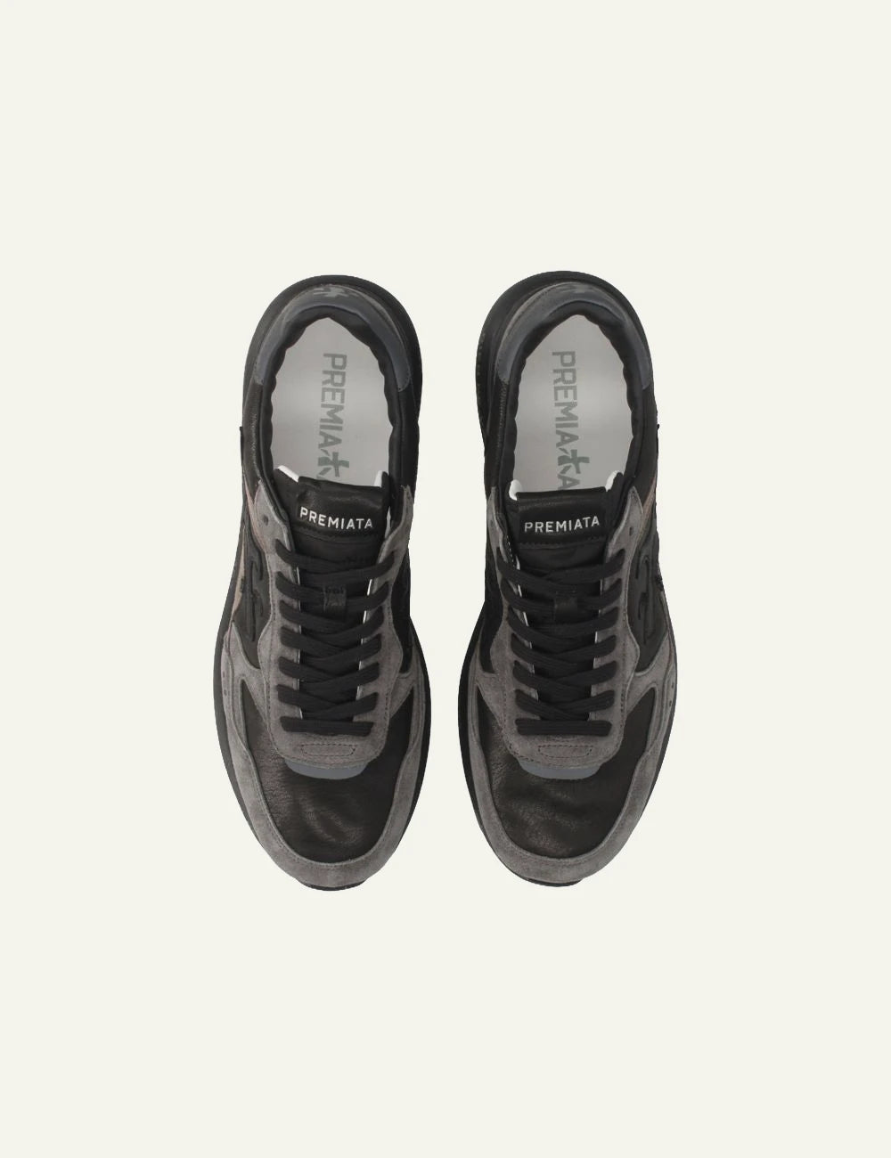 Premiata men's anthracite grey and black suede leather sneakers top