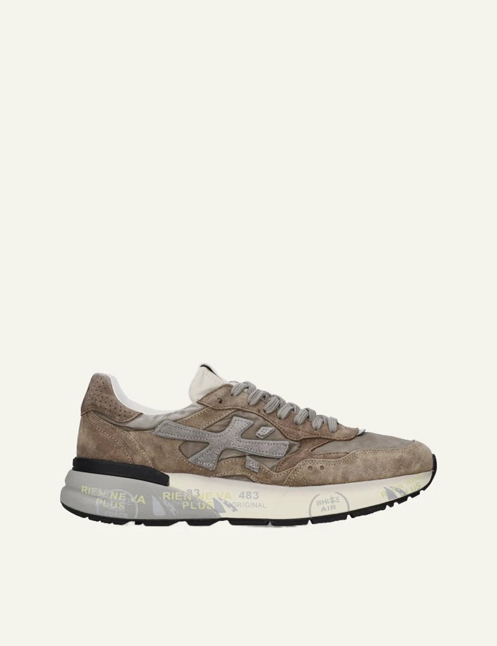 Premiata men's beige and taupe suede and mesh sneakers