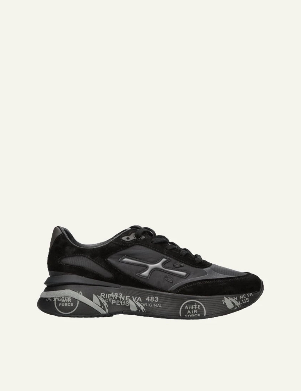 Premiata men's black suede and technical sneakers