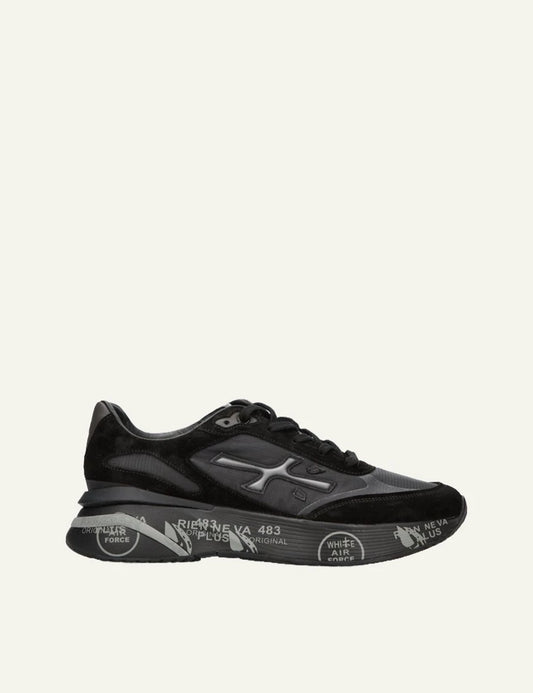 Premiata men's black suede and technical sneakers