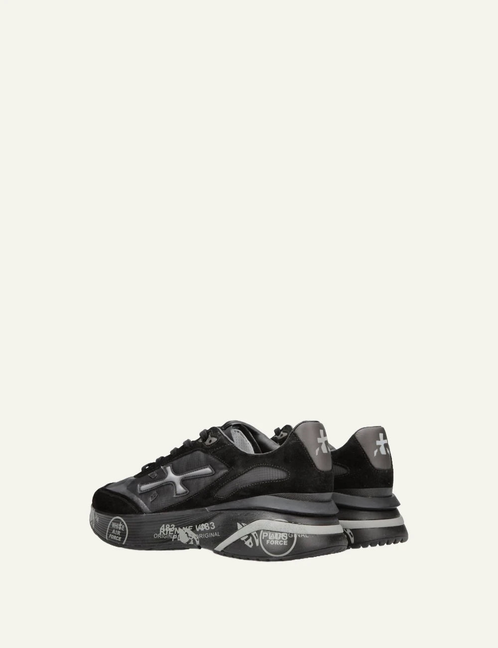 Premiata men's black suede and technical sneakers back
