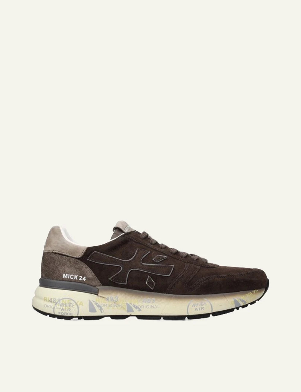 Premiata men's dark brown suede and technical fabric sneakers