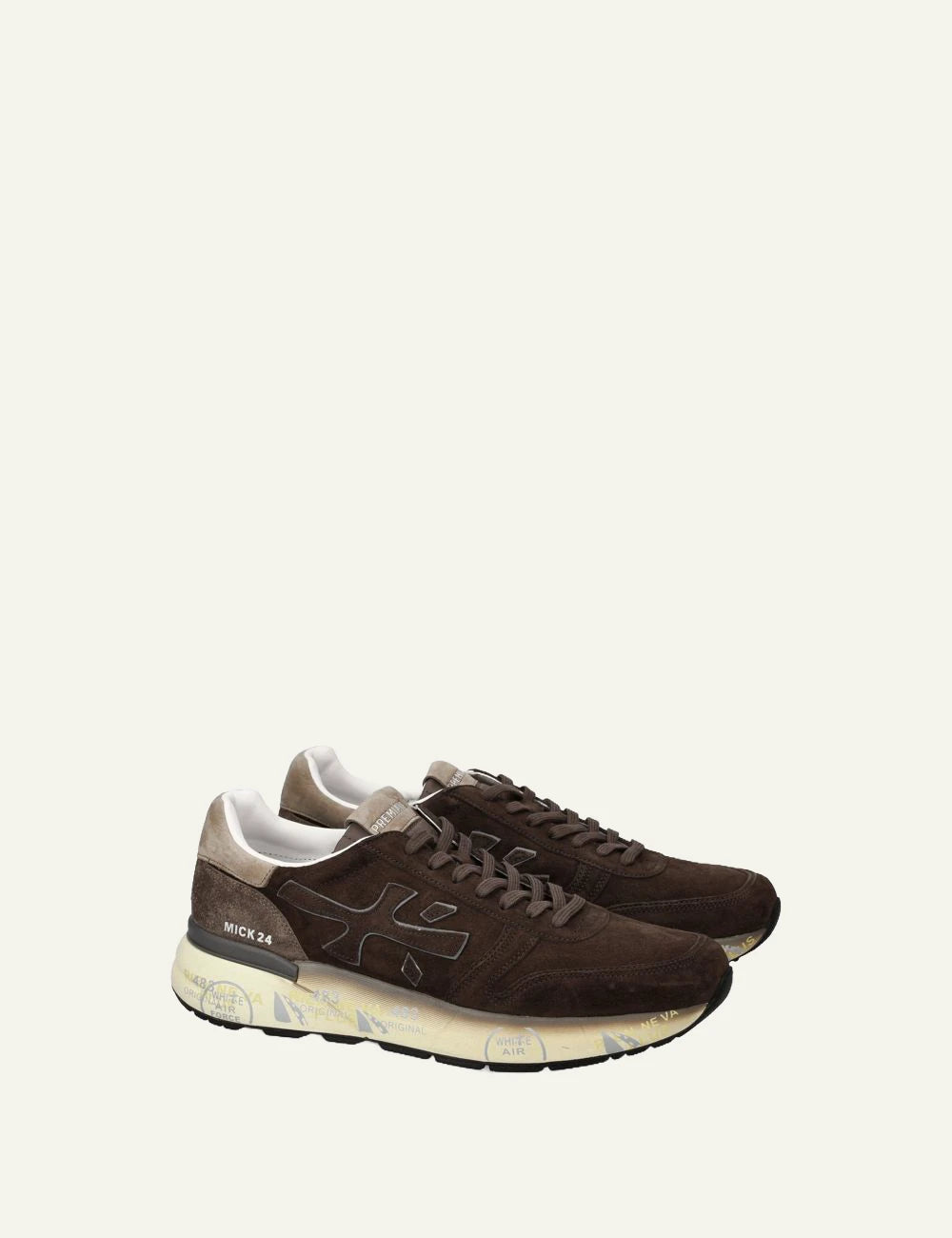 Premiata men's dark brown suede and technical fabric sneakers profile