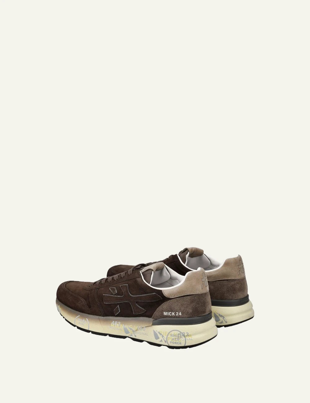 Premiata men's dark brown suede and technical fabric sneakers back