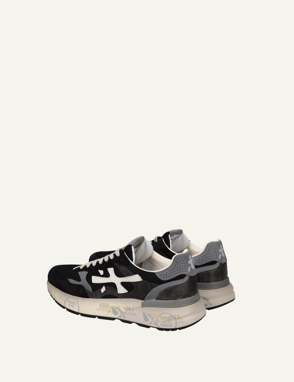 Premiata Mick sneaker black suede mesh back view