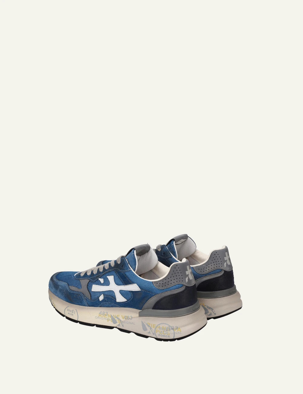 Premiata Mick sneaker blue suede mesh back view