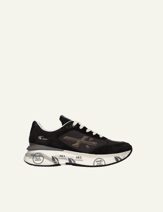 Premiata Moerun sneaker black leather mesh side view
