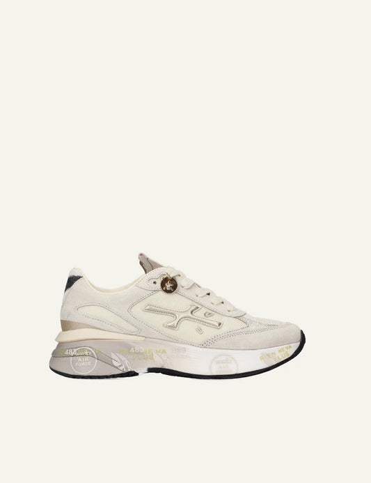 Premiata Moerun sneaker cream leather mesh side view