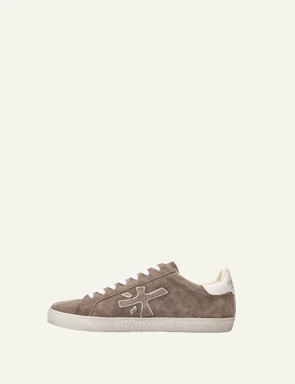 Premiata Steven sneaker taupe suede profile view