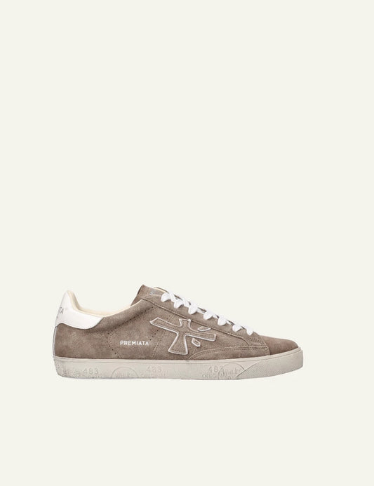 Premiata Steven sneaker taupe suede side view