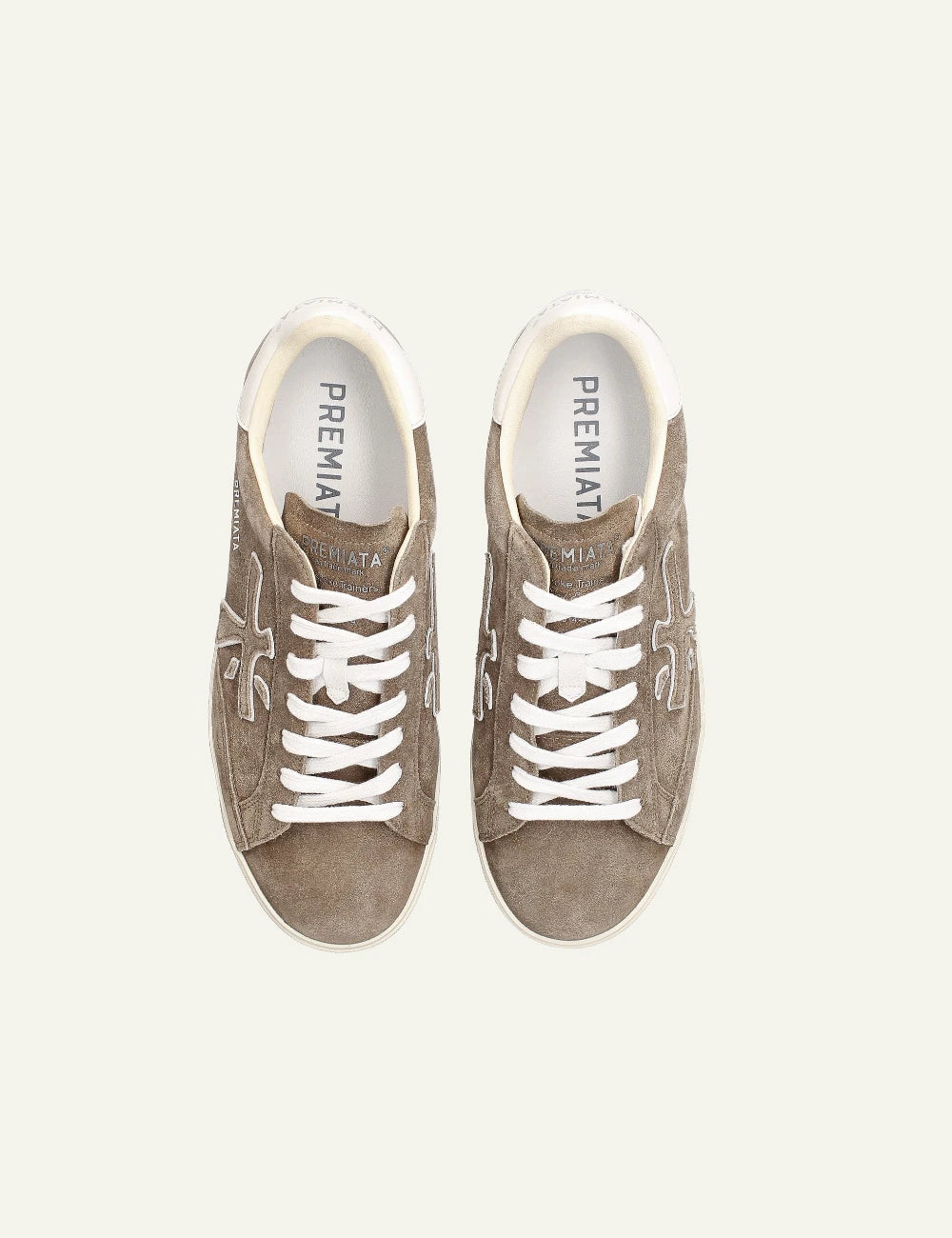 Premiata Steven sneaker taupe suede top view