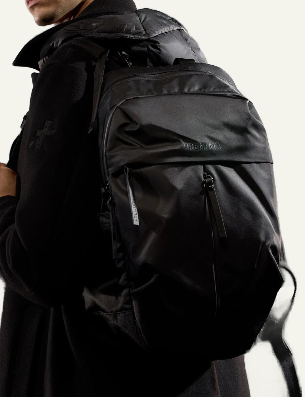 Premiata Ventura backpack black front model view 