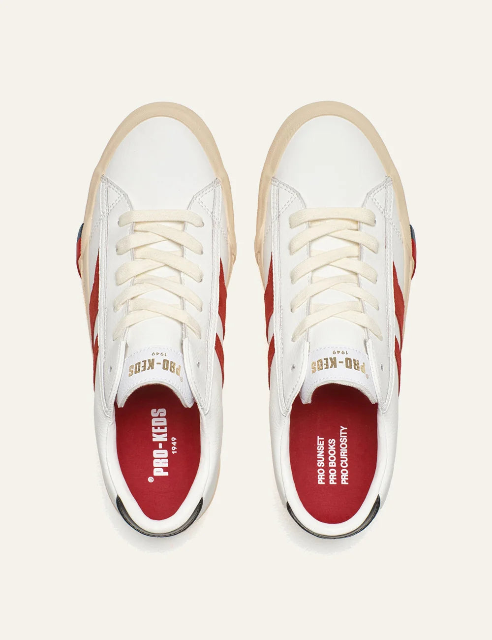 pro keds 1949 royal leather sneakers white suede stripe top view