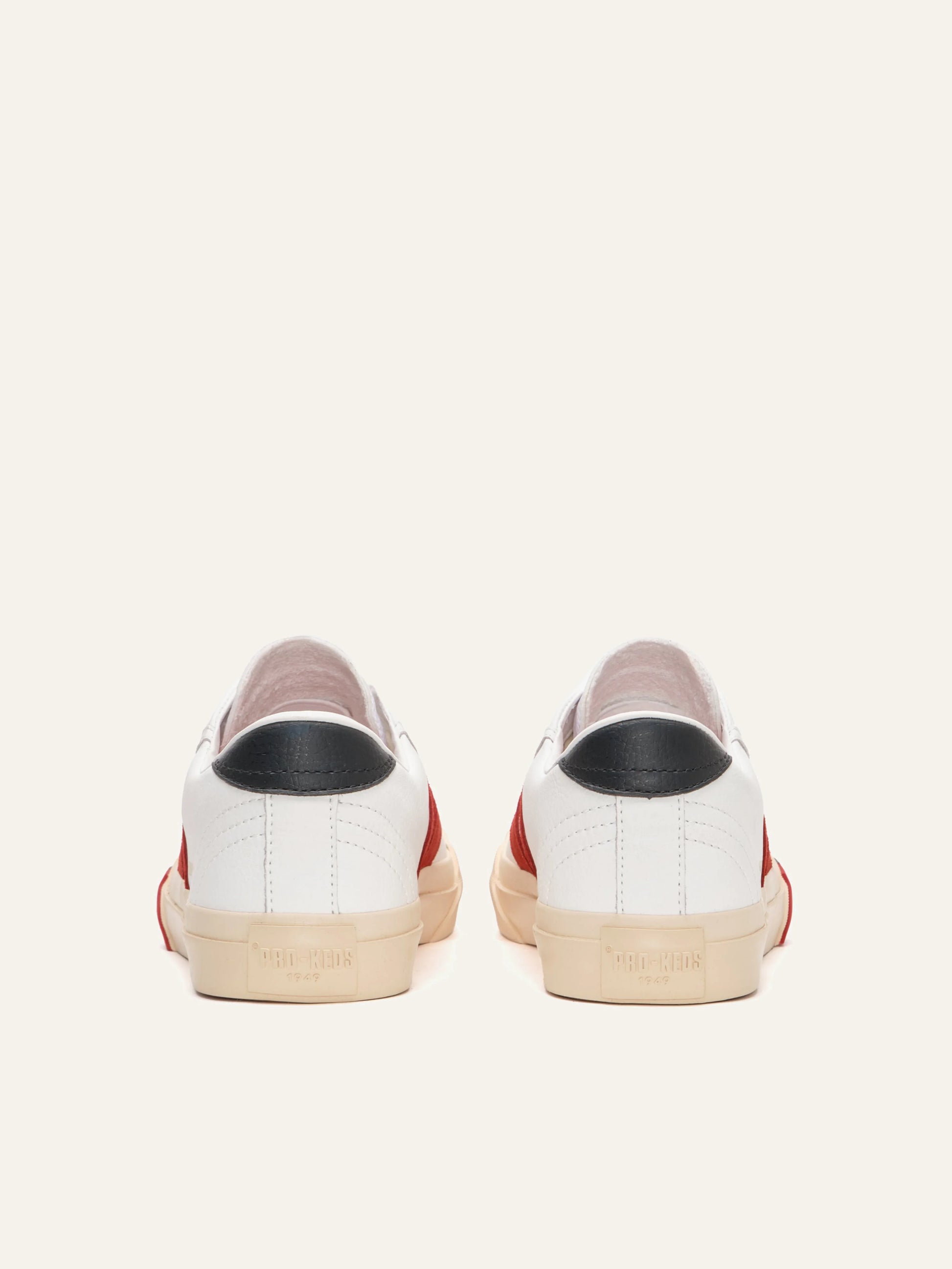 pro keds 1949 royal leather sneakers off white blue suede stripe back view