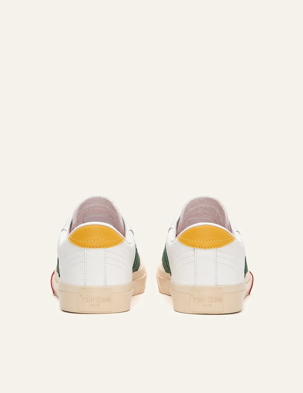 pro keds 1949 royal leather sneakers white green suede stripe back view