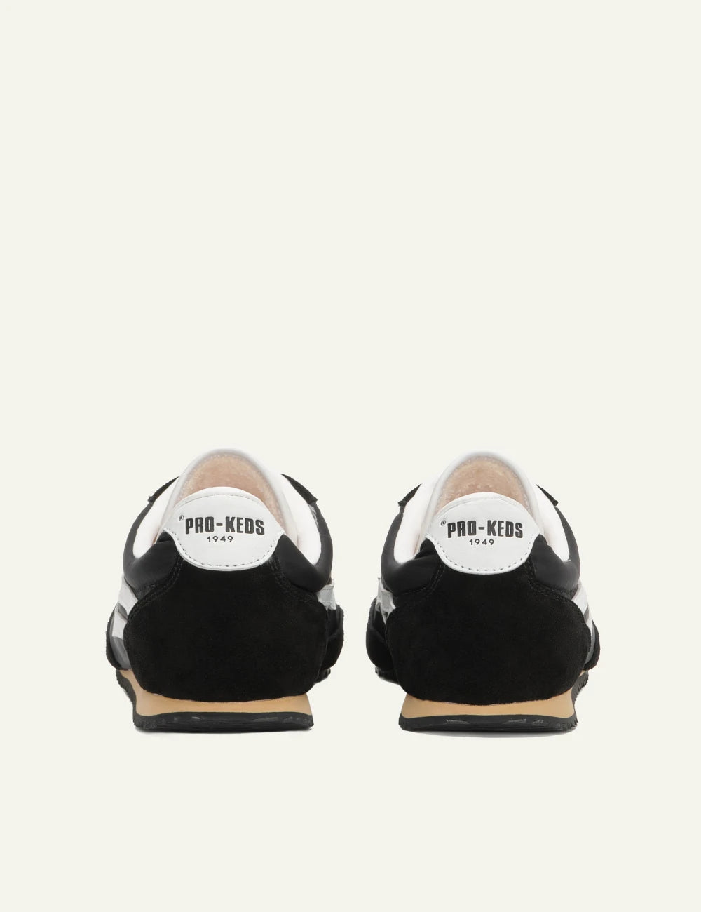 pro keds 1949 vintage nylon sneakers black white back view