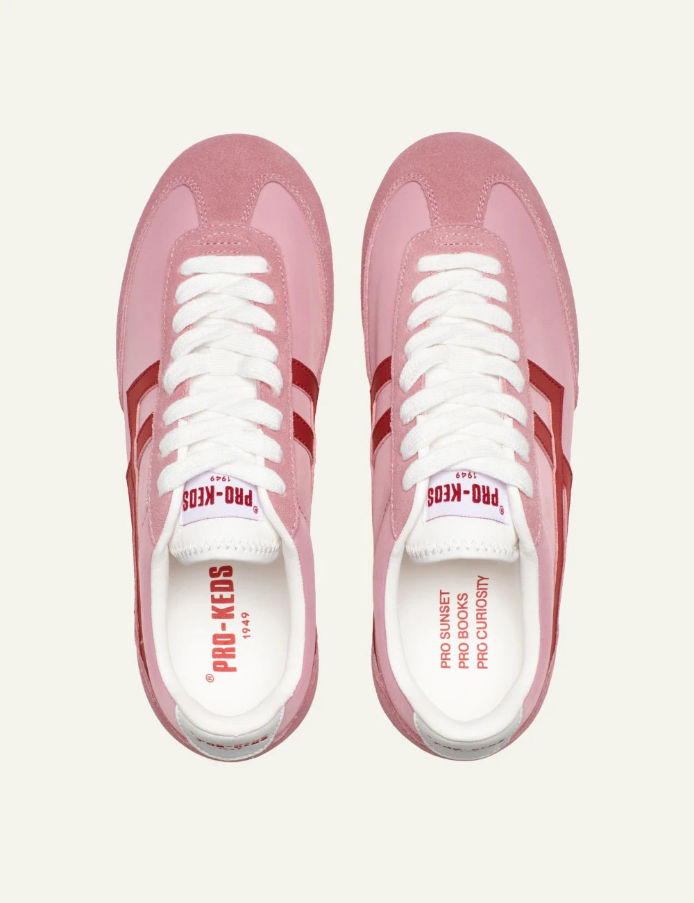 pro keds 1949 vintage nylon sneakers pink-red white top view