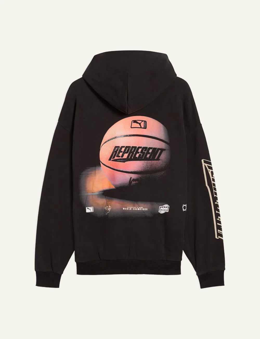 Puma Represent Black Hoodie With Front Logo Print back