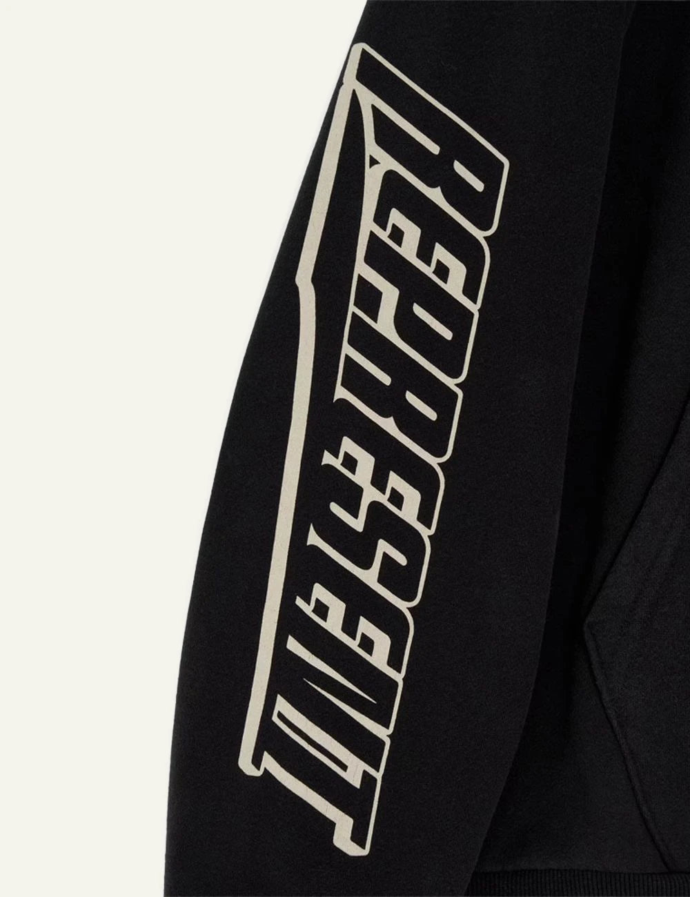 Puma Represent Black Hoodie With Front Logo Print sleeve detail