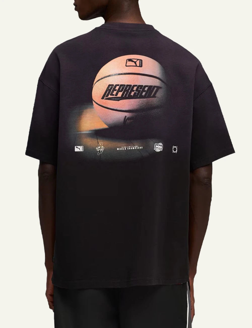 Puma Represent Black Oversized T-Shirt With Short Sleeves And Crew Neck back
