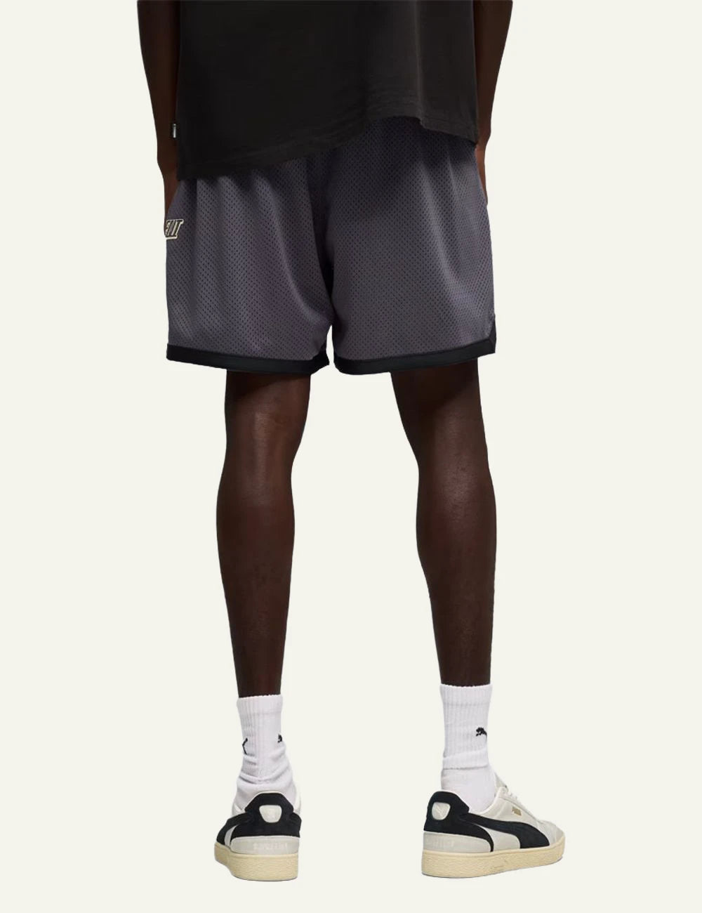 Puma Represent Grey Mesh Basketball Shorts With Logo 73 back View