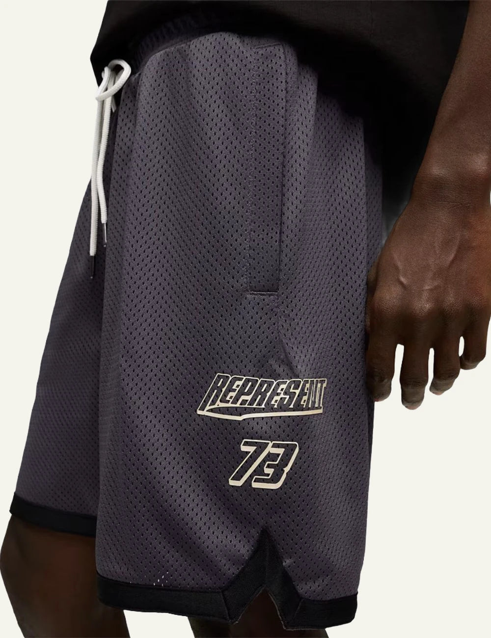 Puma Represent Grey Mesh Basketball Shorts With Logo 73 side View