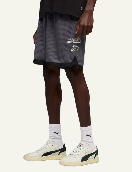 Puma Represent Grey Mesh Basketball Shorts With Logo 73 side View