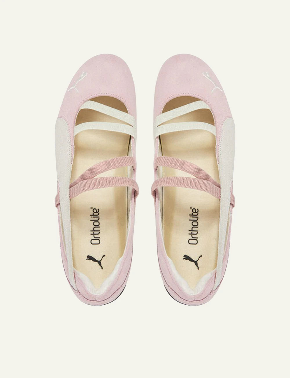 Puma Speedcat Ballet pink top view criss cross straps