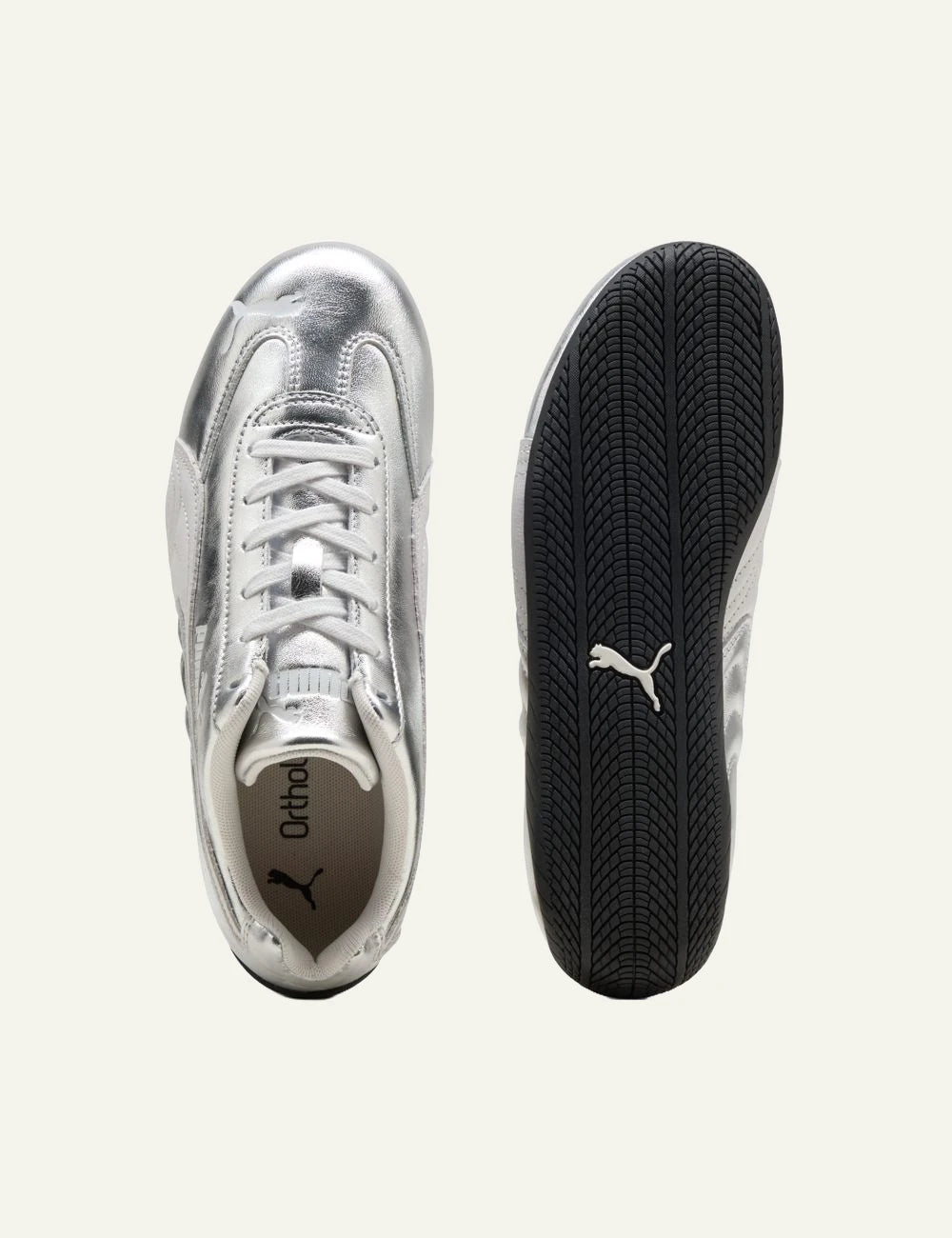 Puma Speedcat feather gray silver metallic top sole view