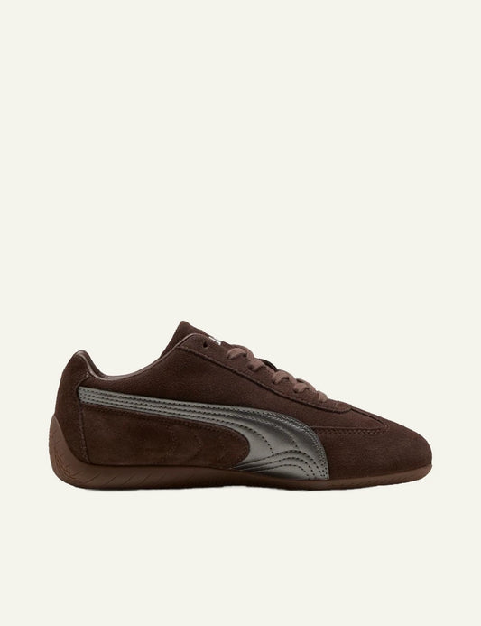 Puma Speedcat Lux chocolate brown side view suede upper