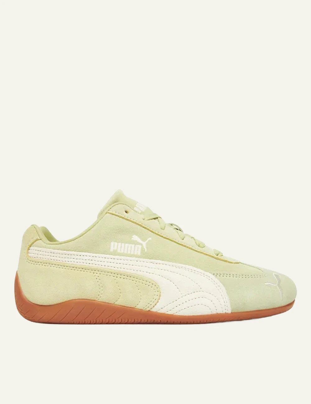 Puma Speedcat OG sneakers in light green suede with gum side view 