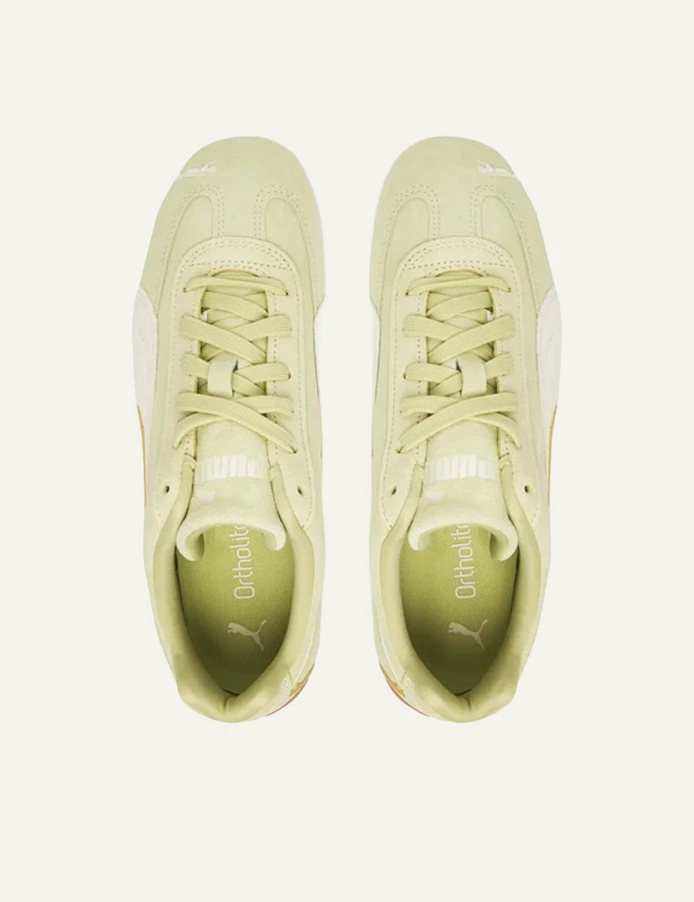 Puma Speedcat OG sneakers in light green suede with gum top view 1