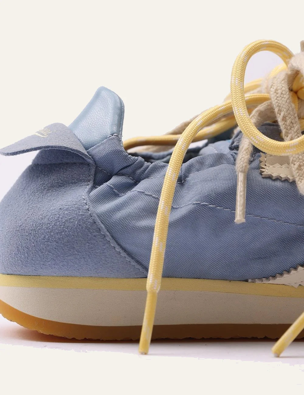 puraai panther angel sneakers light blue nylon off white logo back view
