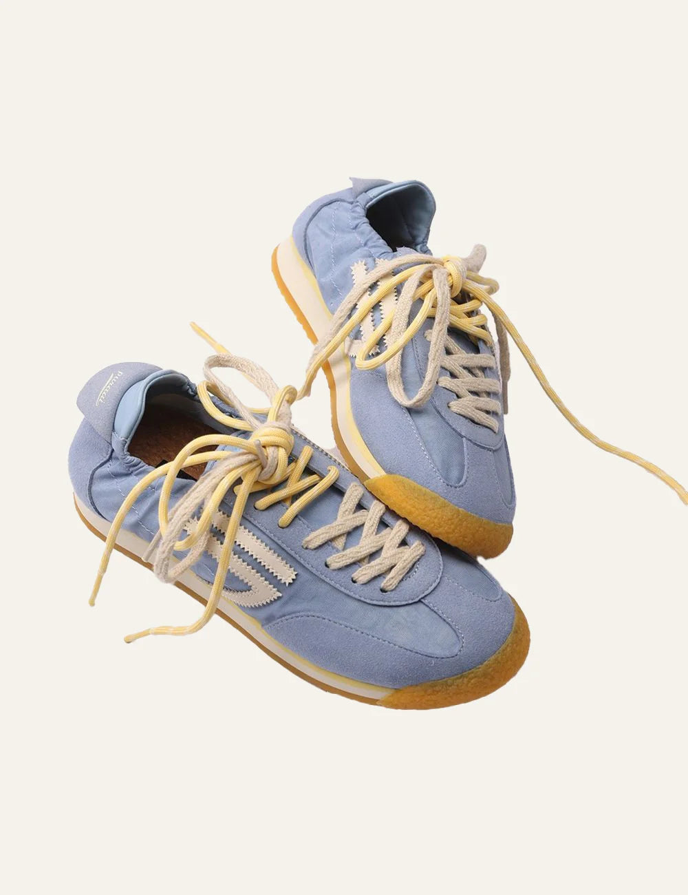puraai panther angel sneakers light blue nylon off white logo top view