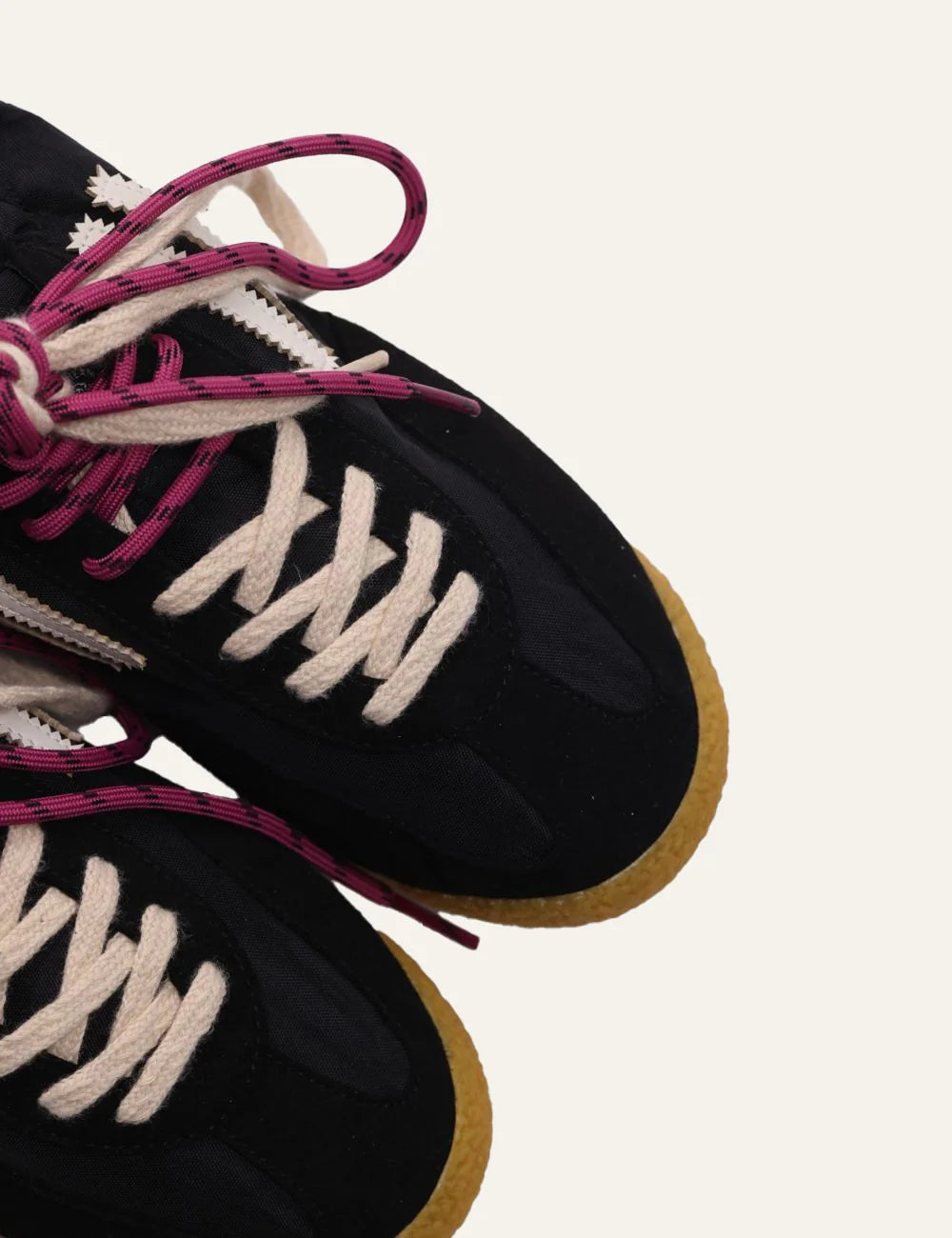 puraai panther sneakers black nylon off white logo top view