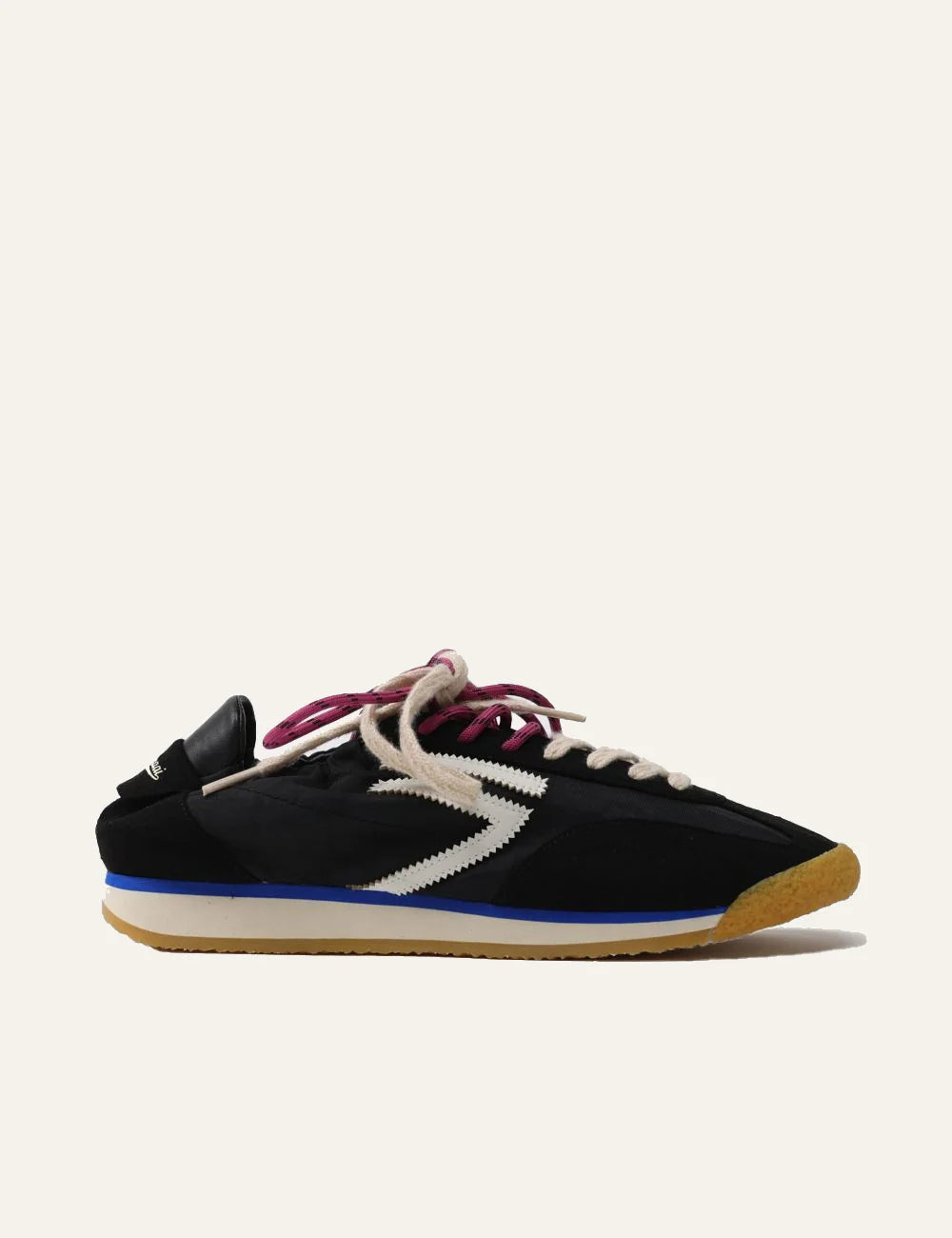 puraai panther sneakers black nylon off white logo side view
