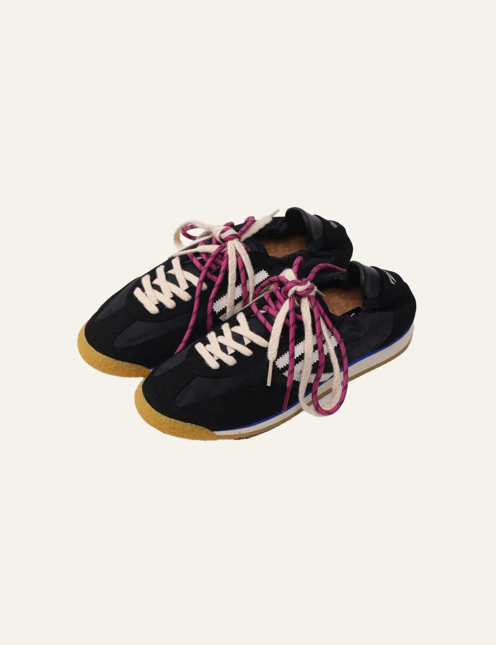 puraai panther sneakers black nylon off white logo profile view