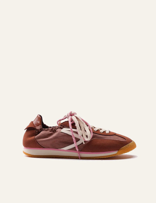 puraai panther fire sneakers brownie nylon off white logo side view