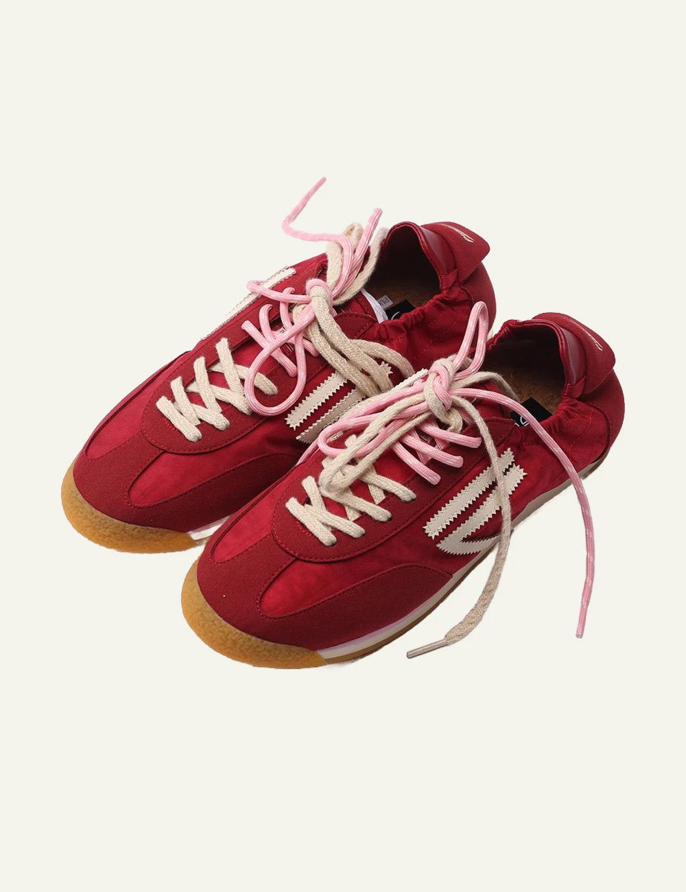 puraai panther fire sneakers red nylon off white logo top view