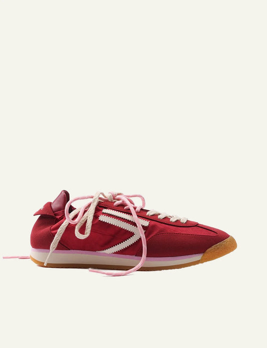 puraai panther fire sneakers red nylon off white logo side view