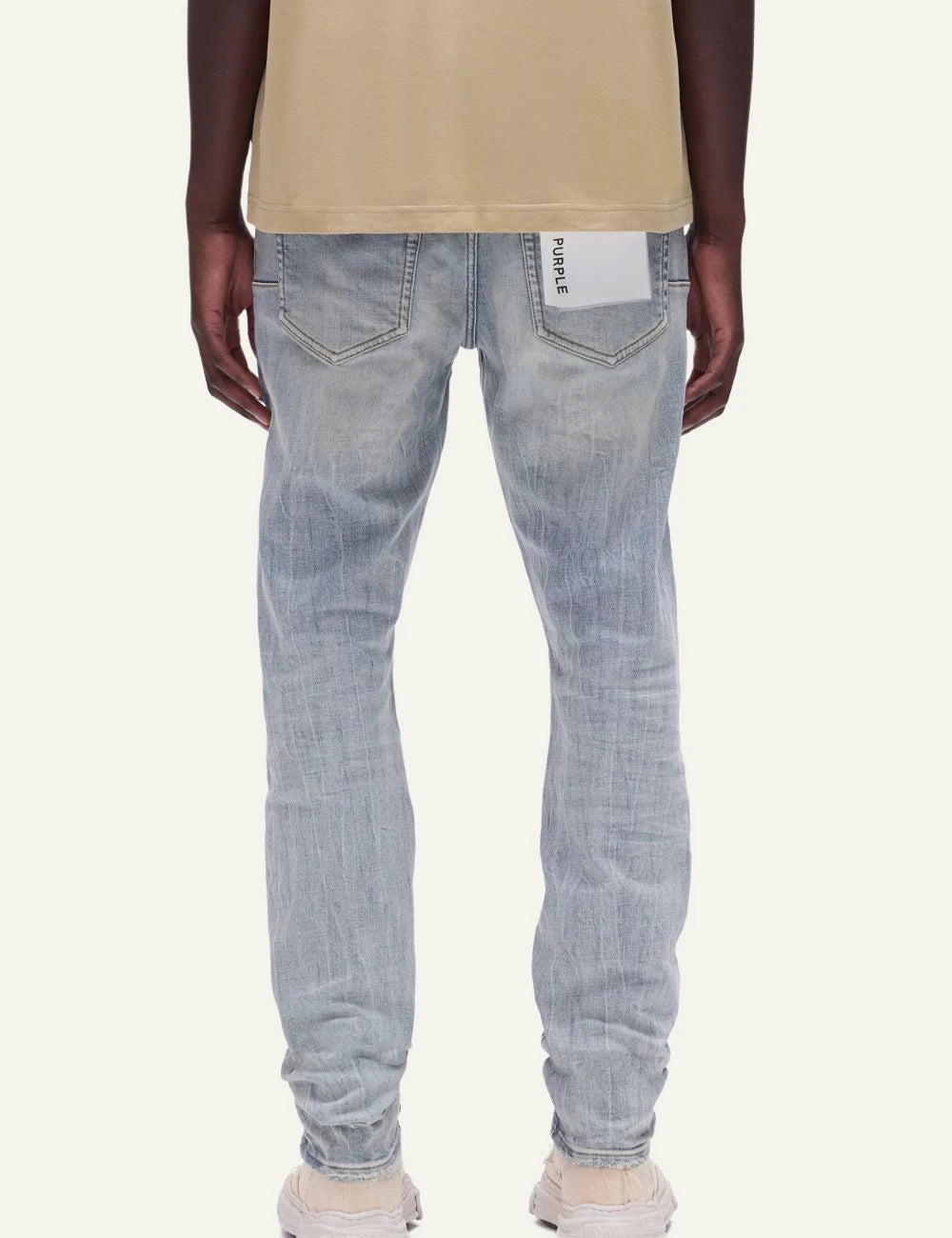 Purple Brand light blue skinny stretch jeans back view