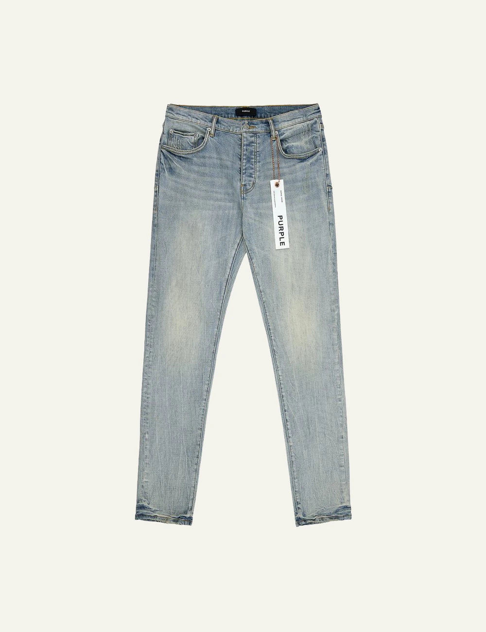 Purple Brand light blue skinny stretch jeans front view